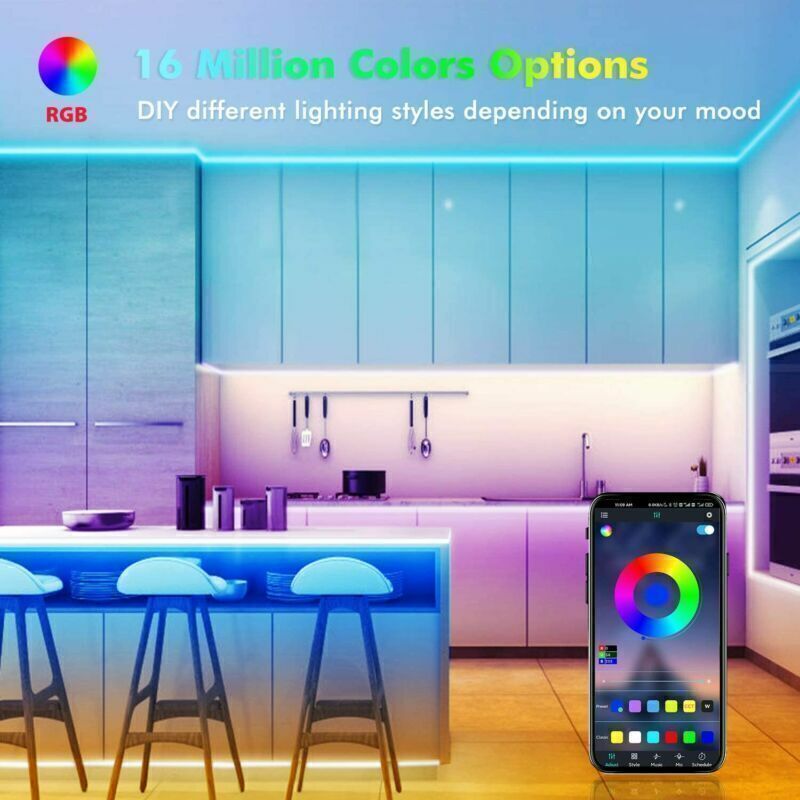 10-20m 5050 RGB LED Strip – Bluetooth, Smartphone Control & Music Sync
