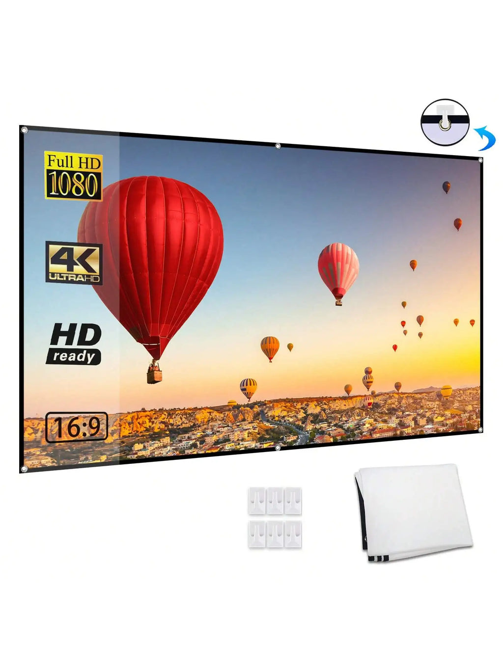 84" Portable Foldable Projector Screen – 4K 3D Indoor/Outdoor