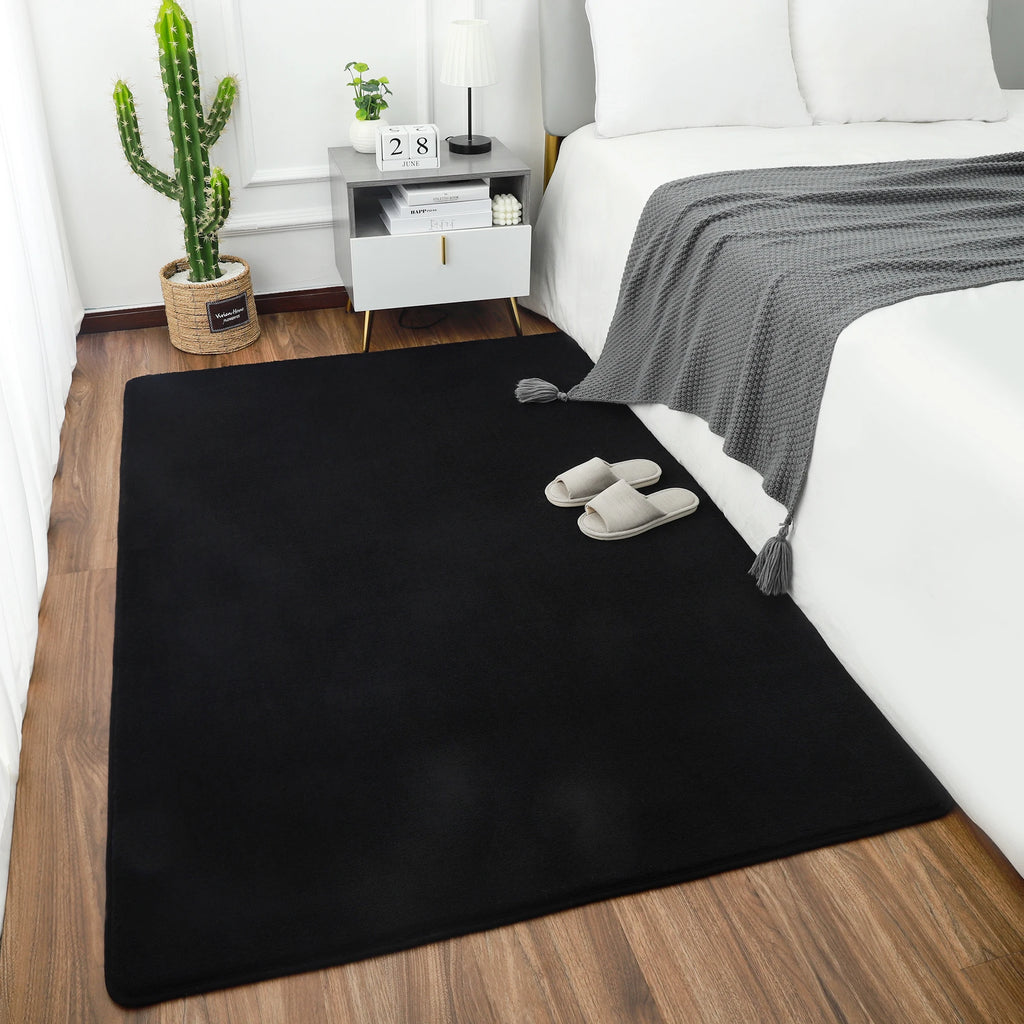 Black Rectangular Rug – Soft, Non-Slip & Comfortable