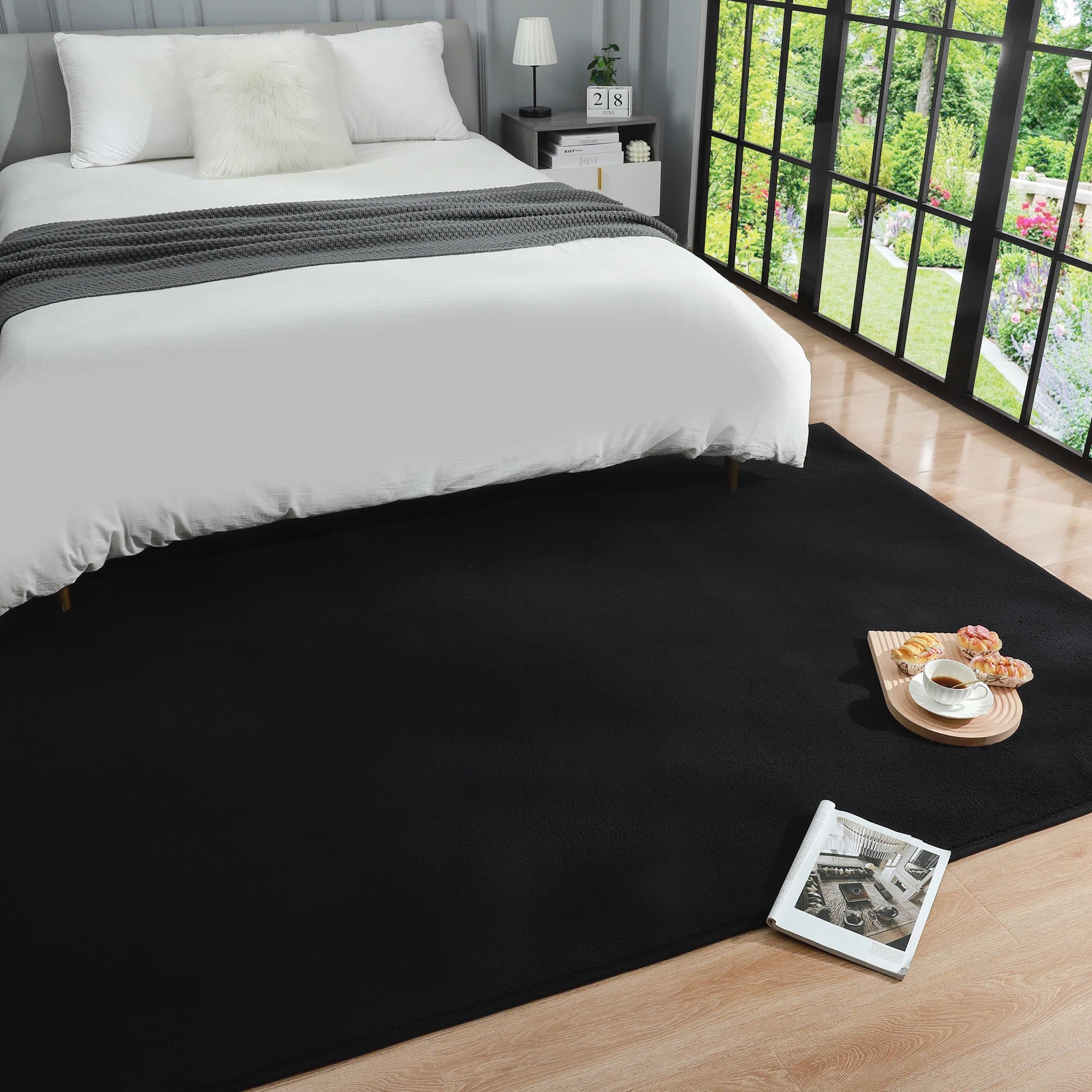 Black Rectangular Rug – Soft, Non-Slip & Comfortable